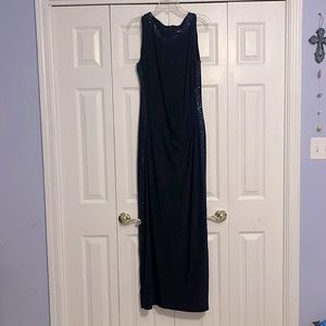 NWOT Chaps Navy Sequin Detailed Evening Gown